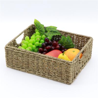 China Wholesale Cheap Sustainable Fruit Basket Handmade Vegetable Plankton Square Price MBC Woven Baskets Fruit Storage Basket for sale