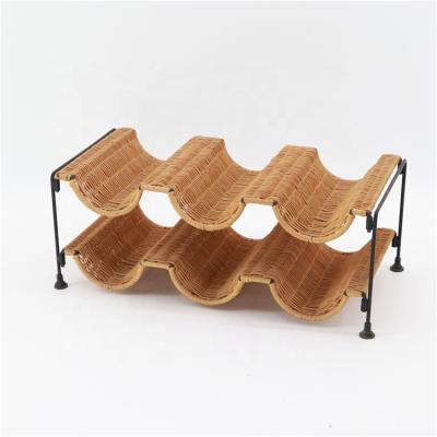 China Sustainable Wholesale Removable Rattan Woven MBC Wine Racks Rack Storage Racks Wine Display Racks for sale