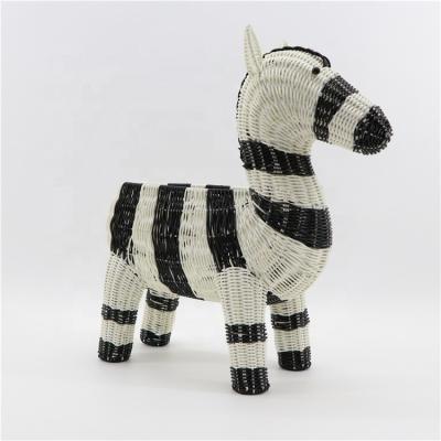 China MBC Zebra Home Decor Rattan Woven Baskets Child Toys Storage Viable Animal Shaped Plastic Basket for sale