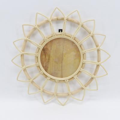 China 2022 Art Deco Natural MBC Sunflower Rattan Home Decor Frame Handmade Woven Wall Hanging For Home for sale