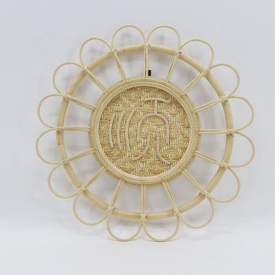 China MBC 2022 New Design Sunflower Natural Rattan Wall Decor Handmade Art Deco Art Wall Hanging For Home for sale