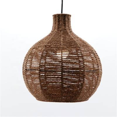 China MBC Rope Pendant Wholesale Light Weight Paper Rattan Woven Lampshade Hanging Lampshade for sale