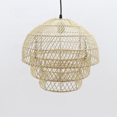 China 2022 Modern Handmade Woven Rattan MBC Bamboo Lampshade Modern Custom Factory Pendant Lights For Hotel Home Decor for sale