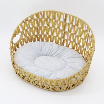 China MBC New Pet Rattan Plastic Bed Rattan Breathable Woven Basket Wholesale Producer Breathable Cat Dog Bed for sale