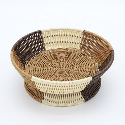 China New Design MBC 2022 Plastic Storage Baskets Rattan Stocked Woven Basket For Fruit for sale