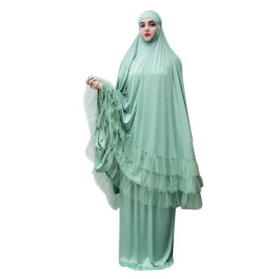 China 2022 High Quality Polyester Abaya Dubai Muslim Abaya And Cotton Women Prayer Hijab Dress 2 Pieces for sale