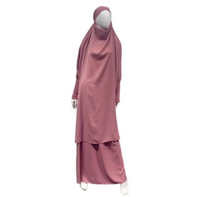 China Nida Fabric Muslim Women Dress 2 Piece Long Prayer Abaya Set Khimar Skirt Islamic Clothing Muslim Dress For Women Islamic Clothing for sale