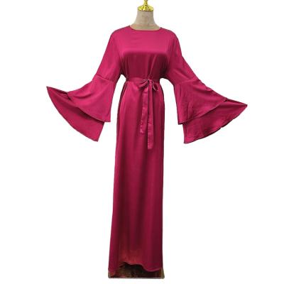 China New Fashion Satin Robe Hijab Dubai Muslim Turkish Satin Abaya For Woman for sale