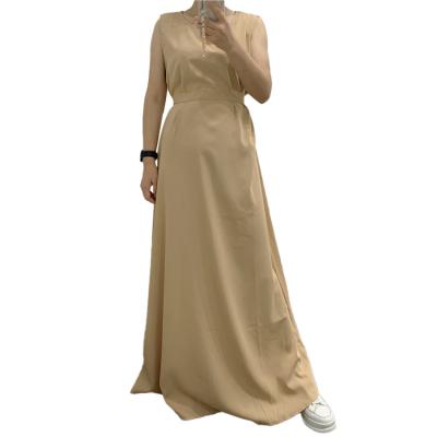 China Arab Muslim Women Dress Women Fashion Nida New Solid Color Middle East Dress Islamic Clothing Sleeveless Inner Muslim Dress for sale