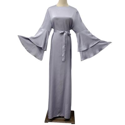 China 2022 new fashion satin robe women muslim abaya hijab turkish dubai satin dresses islamic clothing dubai modern abaya for sale