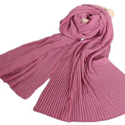 China 2022 Fashion High Quality Muslim Chiffon Pleated Scarf Hijab Shawl For Women for sale