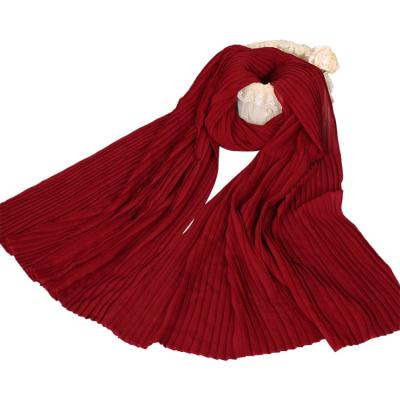 China Wholesale Chiffon Fashion Muslim Chiffon Pleated Scarf Shawl Women Head Hijab for sale