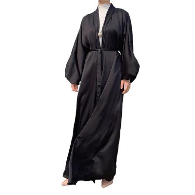 China 2022 Wholesale Satin Abaya Islamic Muslim Kimono Long Sleeve Open For Woman for sale