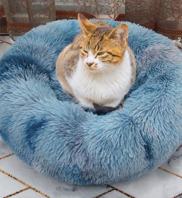 China Good Quality Breathable Winter Warm Plush Tie-Dye Soft Plush Non-Slip Gradient Pet Dog Bed Luxury Pet Bed for sale