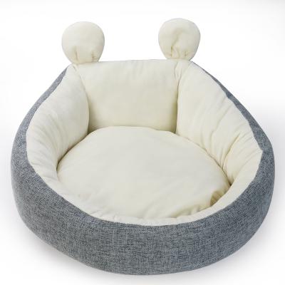 China Fashion Pet Sofa Bed Cute Warm pp Customized Eco Friendly Breathable Cat Bed With Ears Cotton for sale