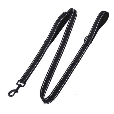 China Multifunctional Reflective Nylon Double Handle Dog Leash Lights Dog Training Walking Leash for sale