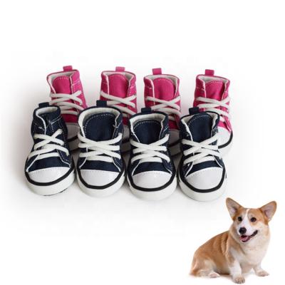 China Sustainable Simple Indoor Dog Shoes Non-slip Casual Wear-Resistant Pet Striped Dog Denim Shoes for sale