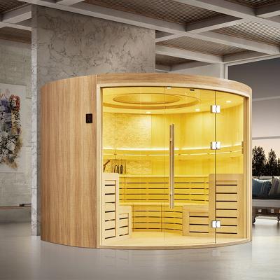 China High Quality Computer Control Panel Commercial Wooden Home Sauna 4 Piece Large People Sauna Canadian Far Infrared Cedar for sale