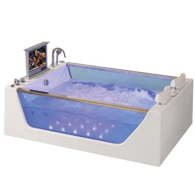 China With HANSE Waterfall White Color With TV And DVD Couples Person With Led Light Waterfall Whirlpool Massage Luxury Bathtubs for sale