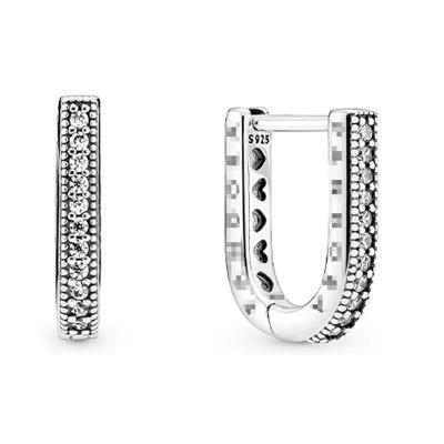 China Rx Jewelry CLASSIC U Shaped Pan Earrings 2021s925 Sterling Silver New With Double Sided, Double Ring Earrings With Ring Studs for sale