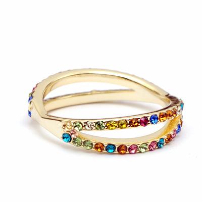 China Hot RX fashion jewelry 2020 new American diamond style rainbow personality fashion ring for sale