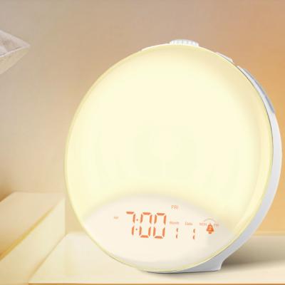 China Radio hot sale control touch online night led light sleep noise natural sunrise to wake up light alarm clock for sale