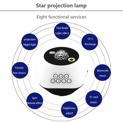 China Modern Outdoor Camping Battery Star Projection Light Music Projector Internal Night Light with BT Speaker for sale