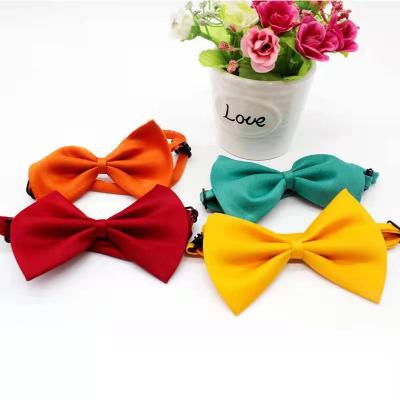 China Wholesale Viable Cat Bows Pet Accessories Puppy Print Solid Dog Bow Collar for sale