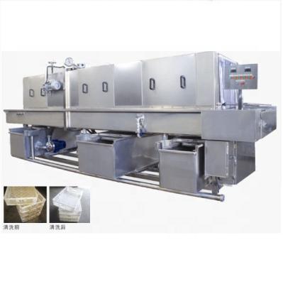 China Full Automatic Dirty Tray/Dish Food Industry Turnover Basket/Basket Washing Machine With Blower And Dryer for sale