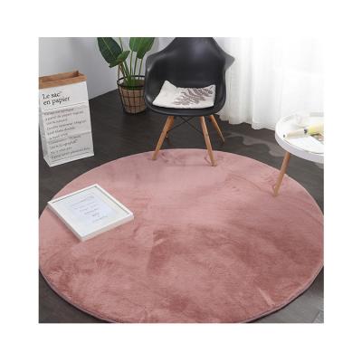 China Newest Hot Selling Polyester Rabbit Fur Non-slip Faux Round Mats Rug Carpet Washable for sale