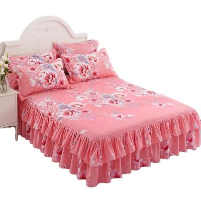 China Hot Sale Custom Design Home Textile Print Home Textile Bedspread Bedspread Bedding Set Bedding Set King Size Bed Skirt for sale