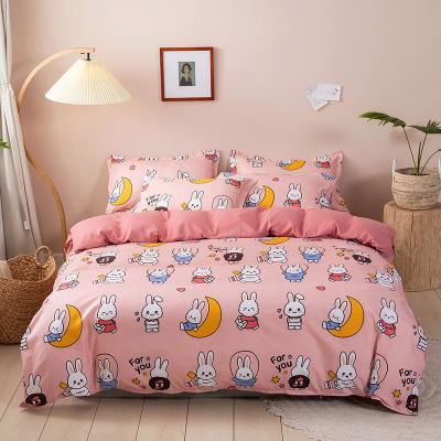 China King Size Kids Custom Design Polyester Quilt Cover Nondisposable Bedspread Fitted Sheet Canvas Set for sale