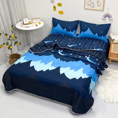 China Newest Nondisposable Wholesale Custom Design Nondisposable Bed Comforter Inner Quilt Filling Four Pieces Spring Printed Summer Quilted Set for sale