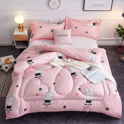 China Winter Quilt King Size Pink Colorful Queen Adult Warm Comforter Bedding Quilt Blanket Polyester Home Cotton for sale