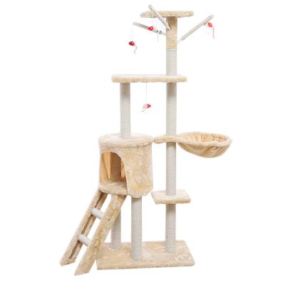 China Large Cat Climbing Frame Cat Tree Wooden Pet Toys Indoor Game Safe Stable Solid Wood High Quality Viable for sale