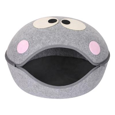 China Brand Design Breathable Modern Indoor Cute Luxury Breed Small Hole Dog Pillow Cave Pet Bed Cat Play Bed Felt House for sale