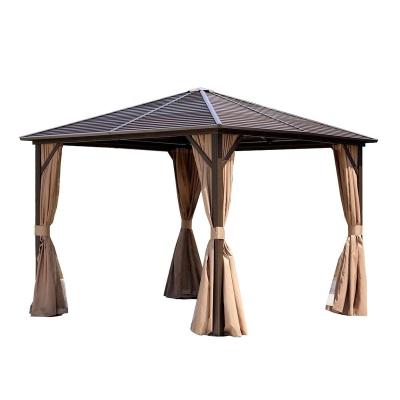 China Easily Assembled Luxury Aluminum Roof Hardtop Gazebo Galvanized Outdoor Aluminum Metal Gazebo Roof Gazebo for sale