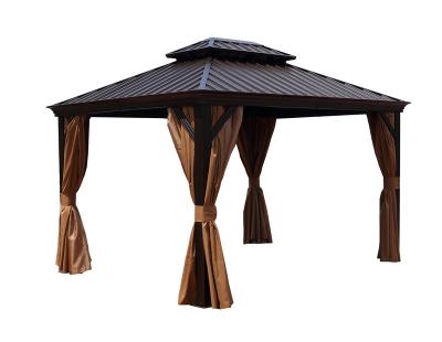 China Outdoor Easily Assembled 12*16Fft Galvanize Top Double Gazebo Steel Hardtop Gazebo for sale