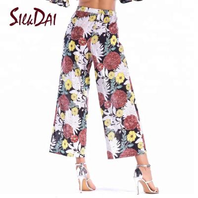 China Anti-pilling Newest Design Custom Wholesale Flower Printing Ladies Pants for sale