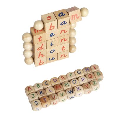 China Cheap Educational DIY Toy Set Kindergarten Toys Montessori Phonetic Cubes Wooden Reading Blocks For Kids And Toddlers for sale