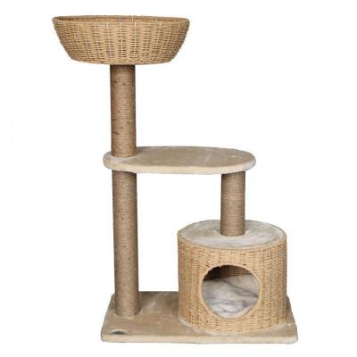 China Luxurious Designer Climbing Viable Housing at Large Cat Playhouse Cat Scratching Condo Modern Cheap Wood Tower Tree for sale