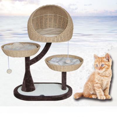 China China Manufacture New Sustainable Luxury Sisal Castle Modern Wooden Cat Tree Tower Hammock Cat Tree Large for sale