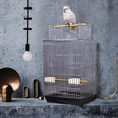 China New Arrival Breathable Contemporary White Powder Coated Metal Wire Collapsible Iron Bird Cages With Wheels for sale