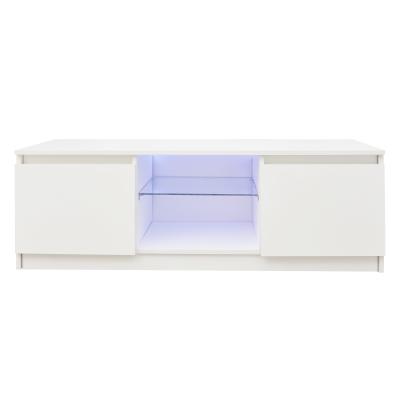 China Luxury Apartment Extendable Small Blue Light Bedroom TV Light LED TV Cabinet Stand with Drawers for sale