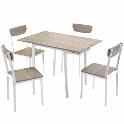 China (Dining Table Other)Adjustable Modern Foldable 5-Piece Set With A White Drop Leaf Table Home Dinette And 4 Chairs Furniture Set for sale