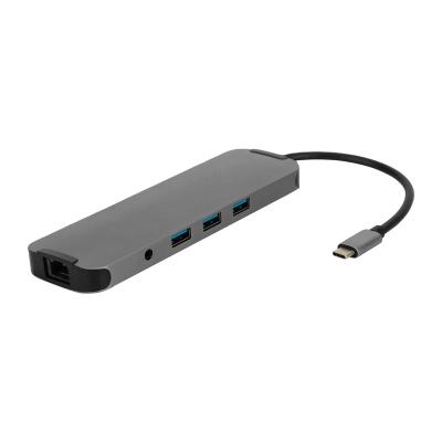 China Portable Usb 3.0 Hub 10 In 1 Multi Ports USB3.1 Adapter To HDMI VGA RJ45 PD Ethernet USB3.0 SD TF 3.5mm Hub Type C Audio And Type C for sale