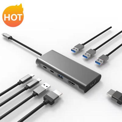 China USB3.0 5Gbps High Speed ​​OEM ODM 8 In 1 Usb C Hub Docking Station High Speed ​​5 Gbps Laptop Type With HDMI PD Usb3.0 Type Data vs for sale