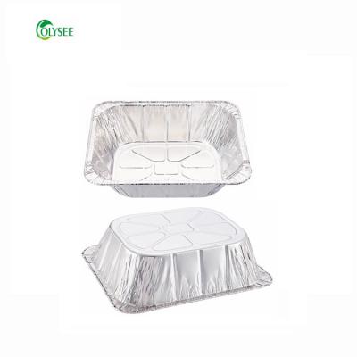 China Rectangular Disposable Food Cake Mold Container Aluminum Foil Cup Bread Baking Pan for sale