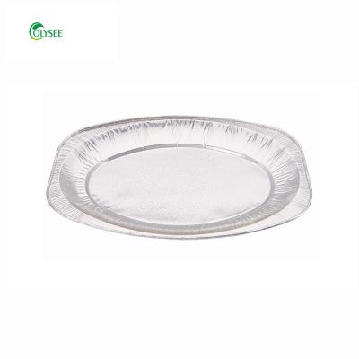 China Medium Silver Food Embossed Oval Trays Aluminum Foil Trays for sale