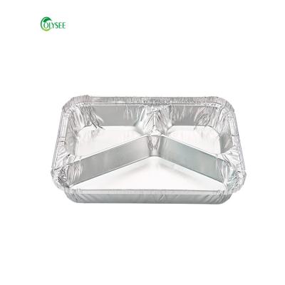 China Super Food Grade Caterer Three Compartment Aluminum Foil Container For Meal 2193 for sale